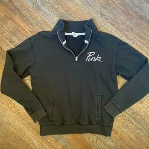 PINK black knit 1/4 zip sweatshirt